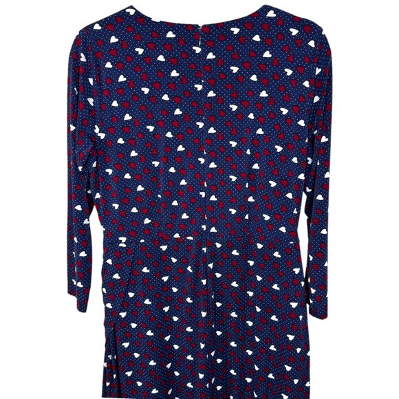 Talbots Blue red and white polka dot and hearts long sleeve dress Size 12P - Picture 10 of 14